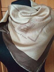 Burberrys Of London Square Brown Silk Vintage Shawl With Logo 77x77 cm