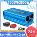 1500W 3000W Reiner Sinus Spannungswandler 24V auf 230V Wechselrichter LCD