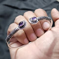 Charm-Armband aus 925er-Sterlingsilber mit violettem Amethyst-Edelstein für...