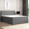 Boxspringbett LONDON mit Bettkasten 180x200cm Webstoff Anthrazit Bett Bettkasten