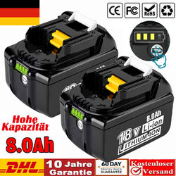 2X 18V 8000mAh BL1860B Ersatz Akku Für Makita BL1850B BL1830 LXT Led Anzeige NEU