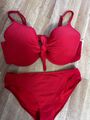 Rot geriffelt Push Up Bikini Einteiler 40 - 42 Badeanzug top Zustand