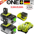 2x Für Ryobi Akku 18V 9Ah HP Lithium ONE+ Plus RB18L60 P108 / Ladegerät