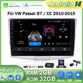 DAB+ 2+32GB Android 14 Autoradio Carplay GPS Navi FM Kam für VW Passat B6 B7 CC