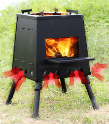 Tragbare Holzofen Campingzelt Outdoor Ofen Kocher Camping Stove Heizung Schwarz