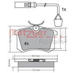 METZGER 1170174 Bremsbeläge Satz Bremsbelagsatz Hinten für VW POLO (9N)