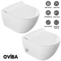 VIBA SUA Hänge Wand Dusch WC Taharet Bidet Toilette Spülrandlos + Deckel Armatur