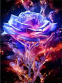 Diamond Painting Set 30x40 Rose blau in Flammen magisch Blume runde Diamanten