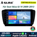 2+64G Android 14 Autoradio Carplay RDS WiFI NAVI GPS Für SEAT IBIZA 6J 2009-2013