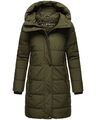 Marikoo Damen warme Winter Steppjacke Stepp Parka Mantel lang mit Kapuze B987