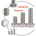 Sechskantschrauben Feingewinde DIN933 Edelstahl VA A2 V2A M 6 8 10 12 rostfrei