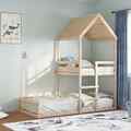 Etagenbett mit Dach Kinderbett Hochbett Spielbett Massivholz Kiefer vidaXL