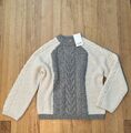 Neu Esprit Damen Hochwertiger Wolle Mohair Mix Pullover Mit Zopfmuster Gr. M