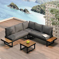 Metall Lounge Sitzgruppe Eck Sofa Couch Tisch Set Balkon Garten Möbel Garnitur