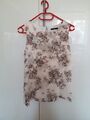 Zero Ärmellose Bluse Layer Look Shirt Sommer Blumen Top Weiß Gr. 34 XS