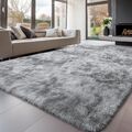 Teppich Hochflor Shaggy Teppiche Läufer Langflor Grau Wohnzimmer Pflegeleicht DE