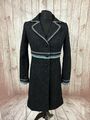 BODEN Damen Fit & Flare Tweed Wolle Kleid Wintermantel Gr. 14 Anthrazit Schwarz