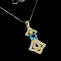 925 Sterlingsilber Halskette Rund Schweizer Blau Topas 5mm Cz Edelstein Schmuck