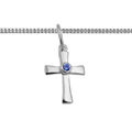 Jungen Taufe Kinder Kommunion Zirkonia blau Kreuz Anhänger mit Kette Silber 925