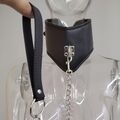 PU Leder Halsband mit Leine Kette SM Sklave Bondage Korsett Fetisch Neck Collar