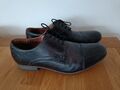 BUGATTI Lederschuhe BUSINESS Echtleder Herren Halbschuh Gr. 42 SCHWARZ