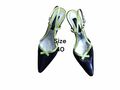 Jacques Vert Slingpumps dunkelblau limettengrün Leder Größe 40 Ec Away 4,9