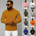 Sweatshirt Langarmshirt Rundhals Pullover Classic Unifarben Basic Herren OZONEE