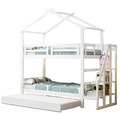 Etagenbett 90x200 cm Hochbett Stockbett Kinderbett mit Treppe und Ausziehbett