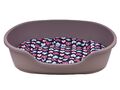 Hundebett Hundekorb taupe + Kissen Herzen blau