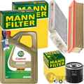 MANN INSPEKTIONSPAKET+4L CASTROL 5W-40 ÖL passend für RENAULT CLIO 3 DACIA 1.2