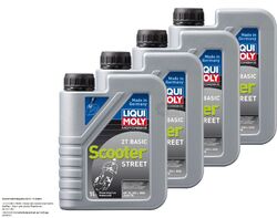 4x LIQUI MOLY Motorbike 2T Basic Scooter Street Roller Motoröl 1L