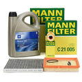 MANN Filterset 5L ORIGINAL 5W30 dexos2 Motoröl für OPEL ADAM (M13) 1.2 1.4/LPG/S