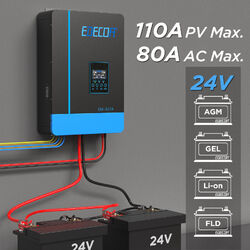 EDECOA Hybrid Wechselrichter 24V 4000W 230V MPPT 110A 55-450V Hybrid Inverter