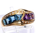 Ring Gold Topas Amethyst 0,90+ Diamanten 0,16ct 750/18K Gr.54-55/17,35mm 5,8g