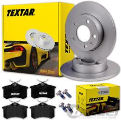 TEXTAR BREMSSCHEIBEN + BELÄGE HINTEN für VW GOLF 4 POLO 6R 9N BEETLE BORAHA Ø230x9mm // Bitte Einschränkungen beachten