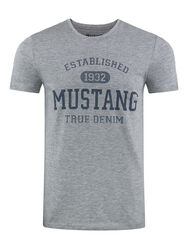 Mustang Herren T-Shirt Basic Print Rundhals Kurzarm Tee Shirt 100% Baumwolle NEU