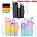 3Stk/Set Trinkflasche Mit Zeitmarkierung Wasserflasche Sportflasche BPA-frei