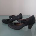 Tamaris Halbschuhe, Riemchenpumps, Highheel, schwarz, Leder, mit Fußbett, Gr. 42