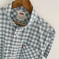 Levi's Flanellshirt Herren S klein blau kariert normale Passform Baumwolle kurzärmelig