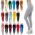 BONGUAL Damen Leggings Leggins lang gekämmte Baumwolle-mix S-XXL 36-44