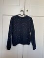 DEDICATED Damen Sweatshirt Pullover Gr. XS Dunkelblau Muster Baumwolle 