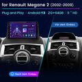  Für Renault Megane II 2002-2009 Autoradio Carplay Android 13 BT GPS Navi 2+64GB