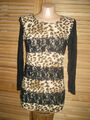 Tunika..Kleid..Gr.S/M..Spitze..Leopard..Rundhals..Langarm..Stretch..Sexy