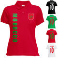 Marokko Morocco Damen Trikot Fanshirt Polo-Shirt WM 2018 Name Nummer