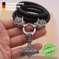 Thors Hammer Wikinger Anker Halskette Leder Mjölnir Vikings nordisch Anhänger