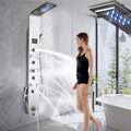 Edelstahl Duschpaneel LED Duscharmatur Wasserfall Duschset Regendusche Massage