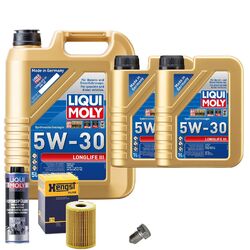 Motoröl 5W30 LIQUI MOLY Longlife Iii 7L+HENGST Ölfilter+Spülung+Ölablassschraube