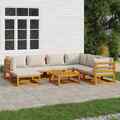 vidaXL 8-tlg. Garten-Lounge-Set mit Hellgrauen Kissen Massivholz