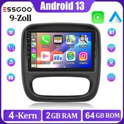 2+64GB 9" Android 13 Autoradio CarPlay Für Opel Vivaro B Renault Trafic 2 Navi