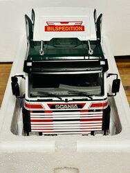 Scania 1:18 LKW dunkelgrün/rot/Weiß Bilspedition 1987 MCG.